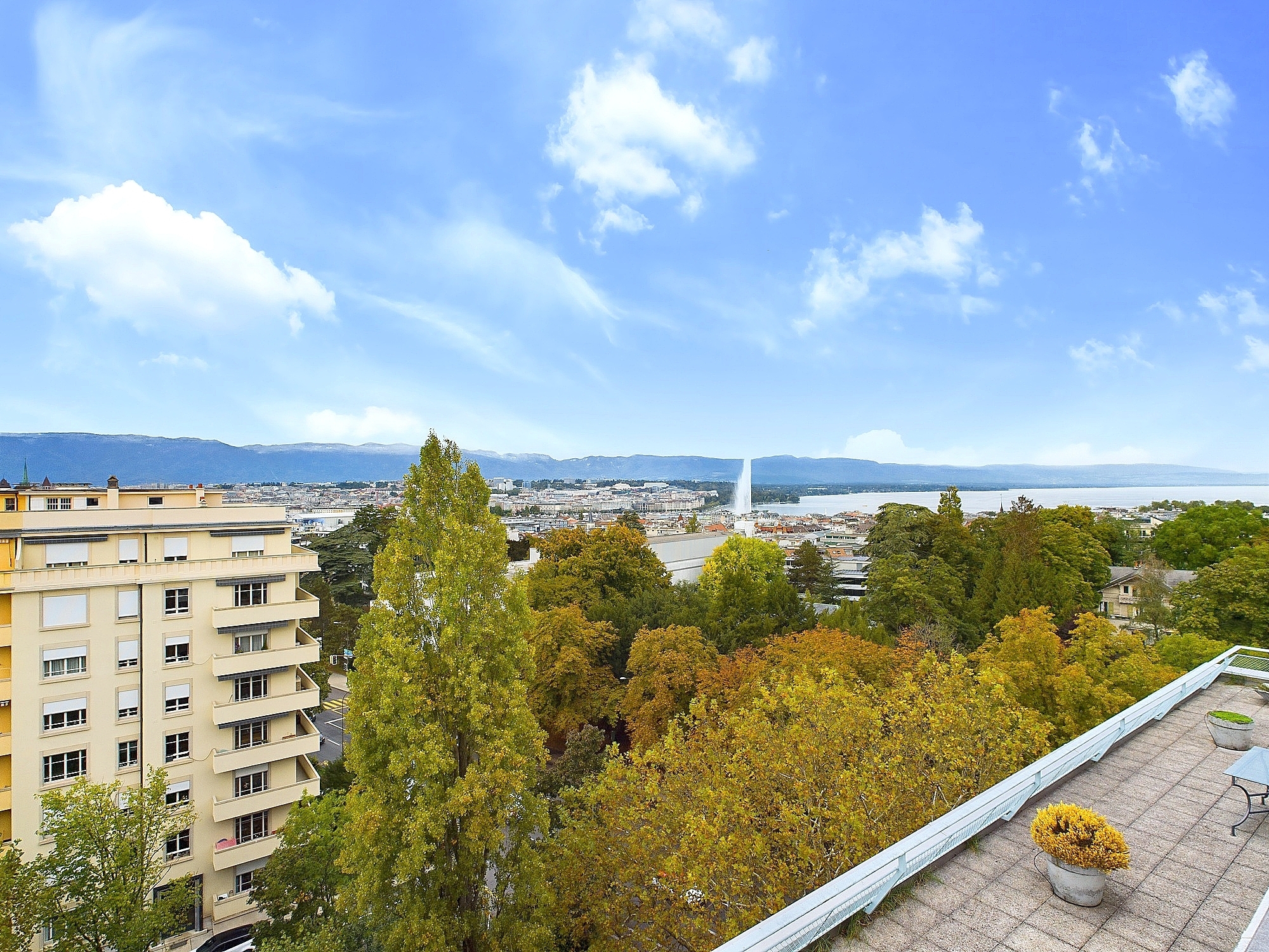 Vue depuis piscine en toiture