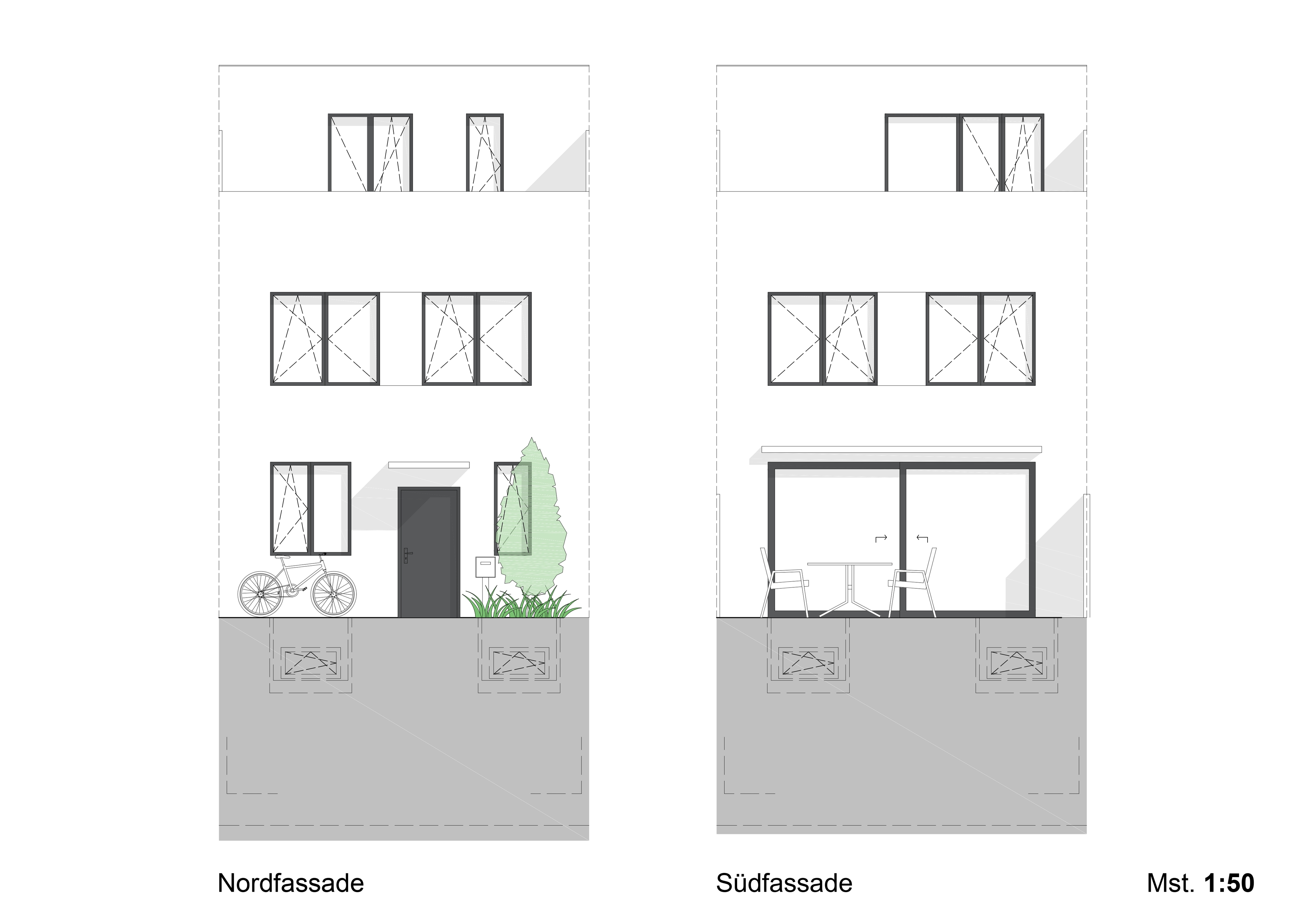 Fassadenansichten - 6.5 Zimmer-Reiheneinfamilienhaus am Kapuzinerberg in Rheinfelden AG