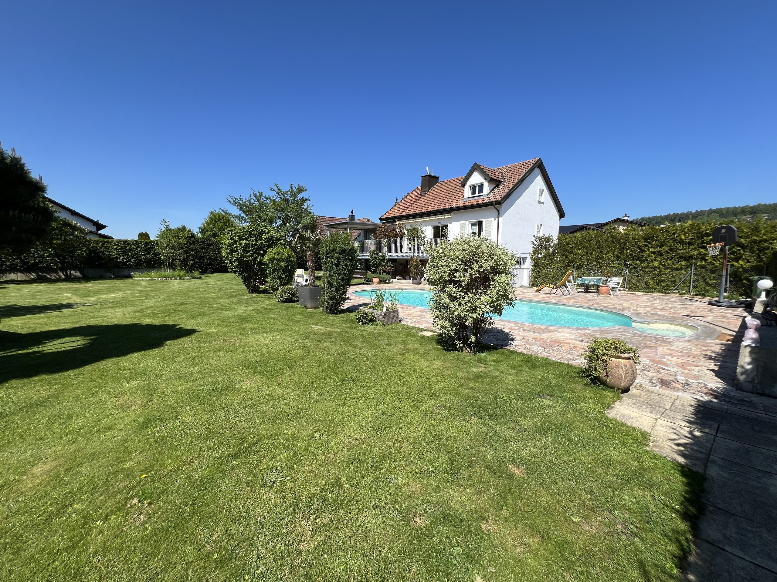 Outdoors with pool