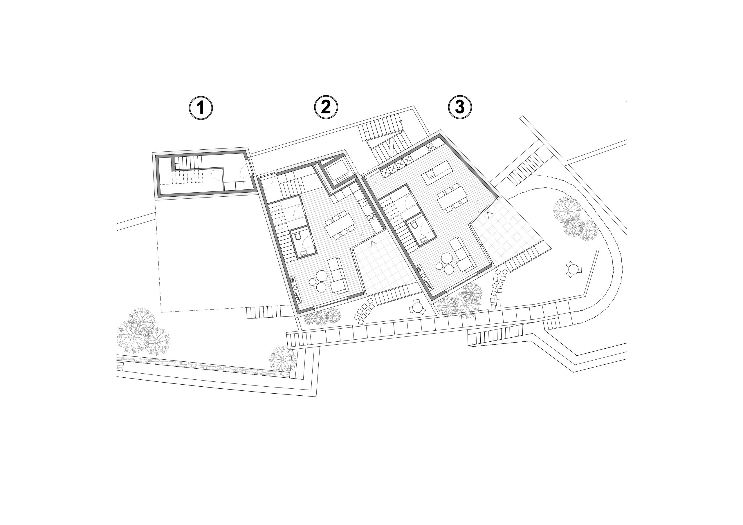 Plan rez-de-chaussée villas - Accès plain-pied