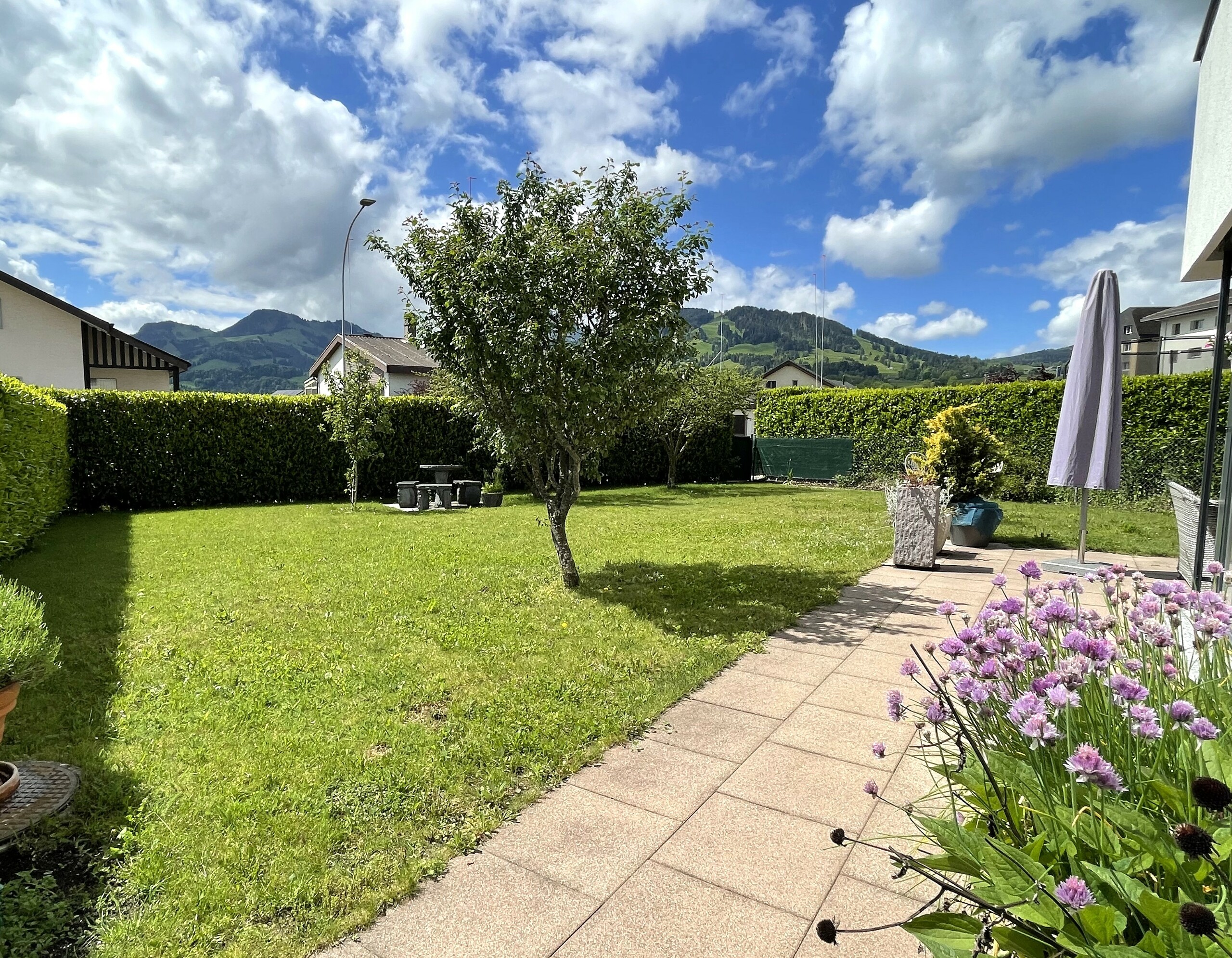 Jardin arboré et cloturé