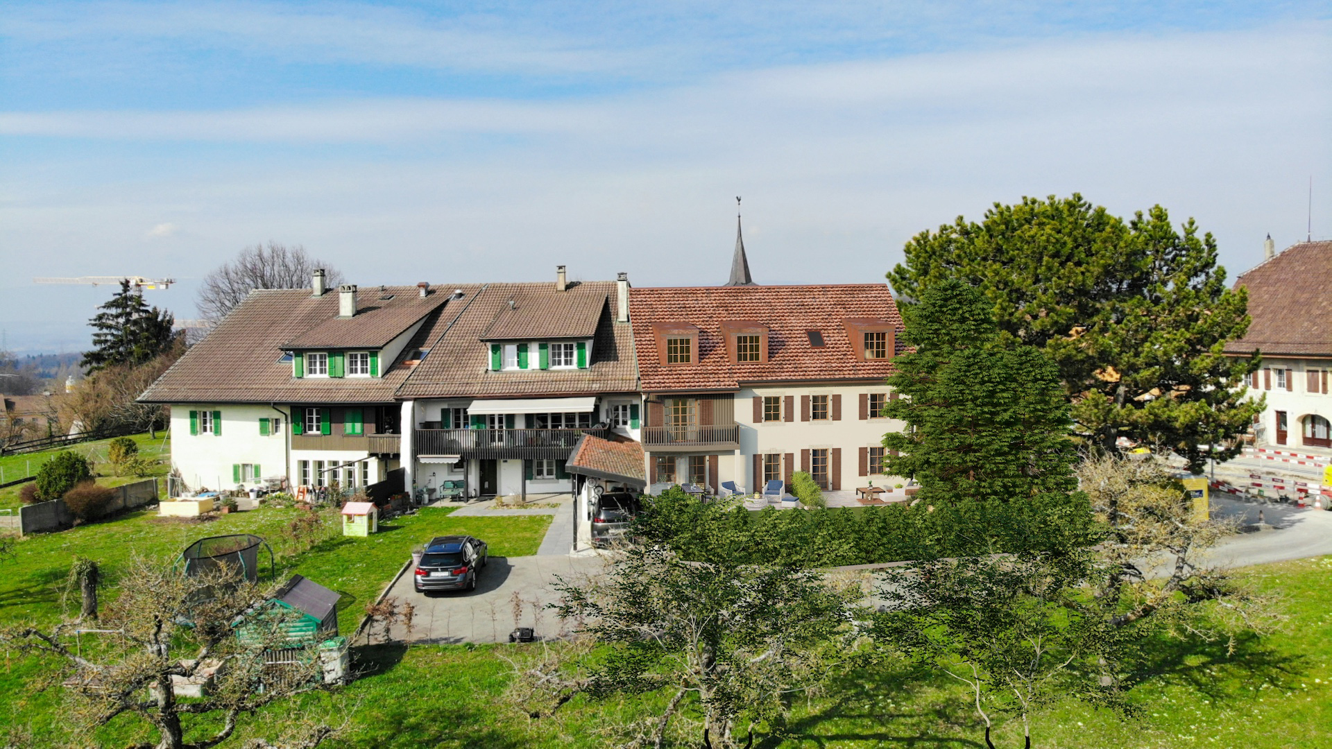 Projet immobilier à Romanel avec 2 maisons à vendre, façade des maisons