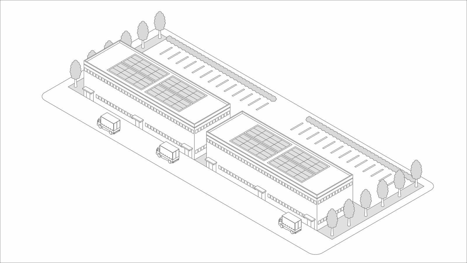 Promotion immobilière à Moudon avec une trentaine de box commerciaux à vendre sur plan.